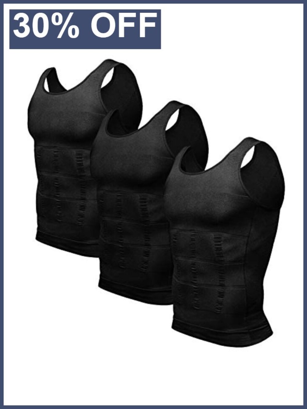 Men's Compression Tank Top 3 Pack Body Shaper Vest Seamless Slimming Under Shirt